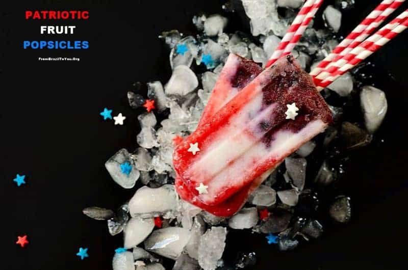 red, white, and blue popsicles with chips of ice