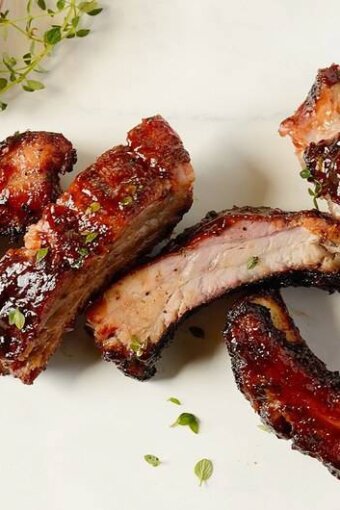 barbecue pork ribs on a white board