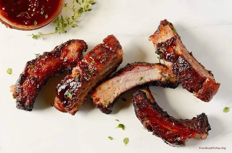 barbecue pork ribs on a white board