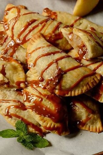 A plate of baked apple hand pies