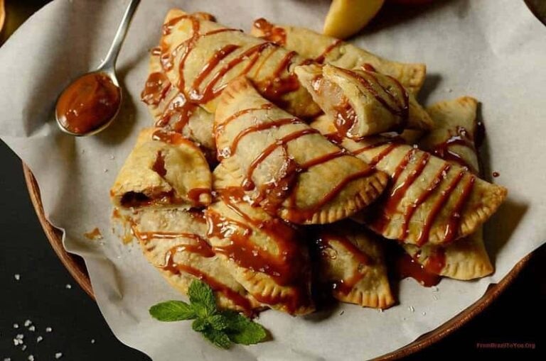 A plate of baked apple hand pies