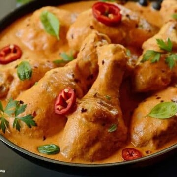 A bowl of chicken drumsticks in sauce