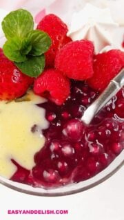 close up de sagu de vinho com creme