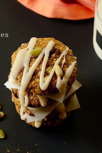 A stack of cookies on a table