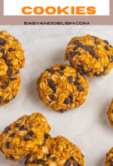 pin showing a bunch of healthy pumpkin cookies on parchment paper.