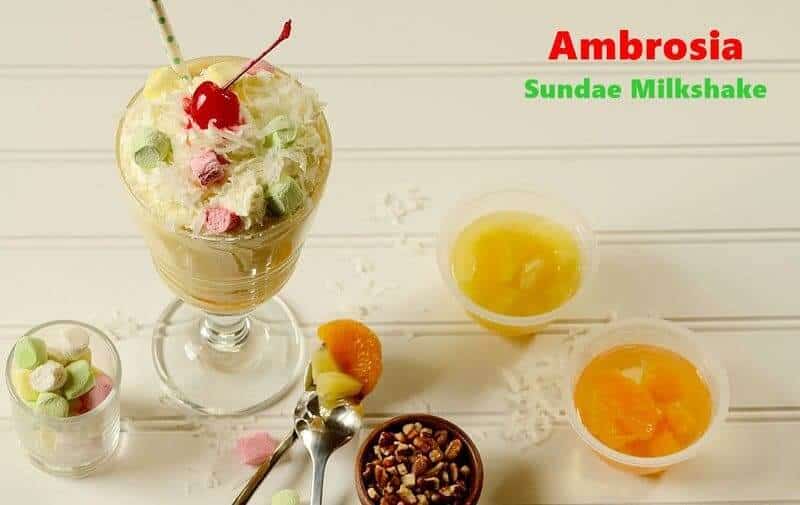 ambrosia and fruit cups on a table