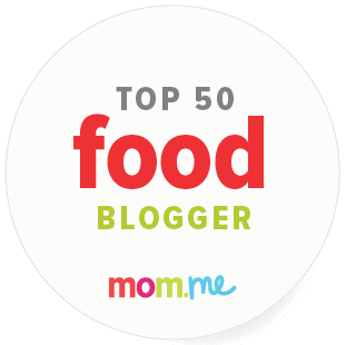 Badge of Top 50 mom food bloggers on press.