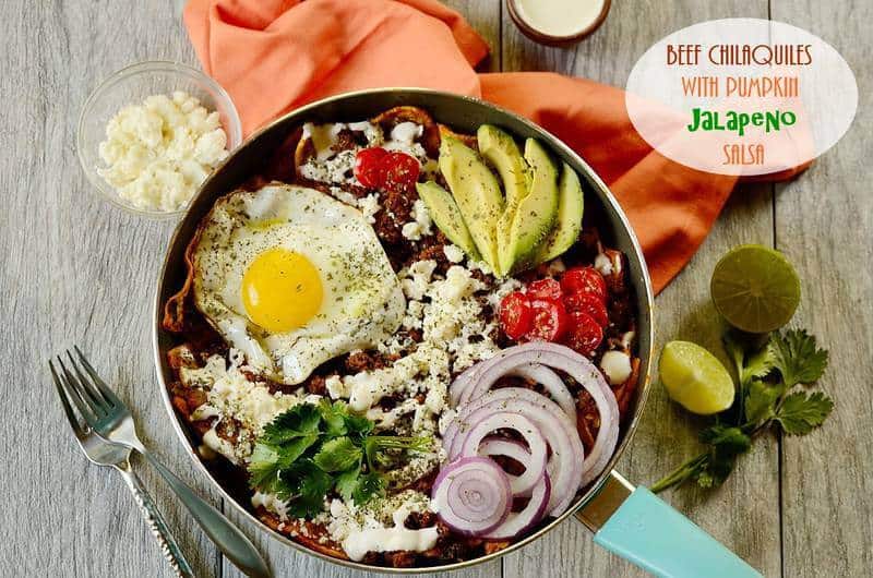 A bowl of chilaquiles on a table