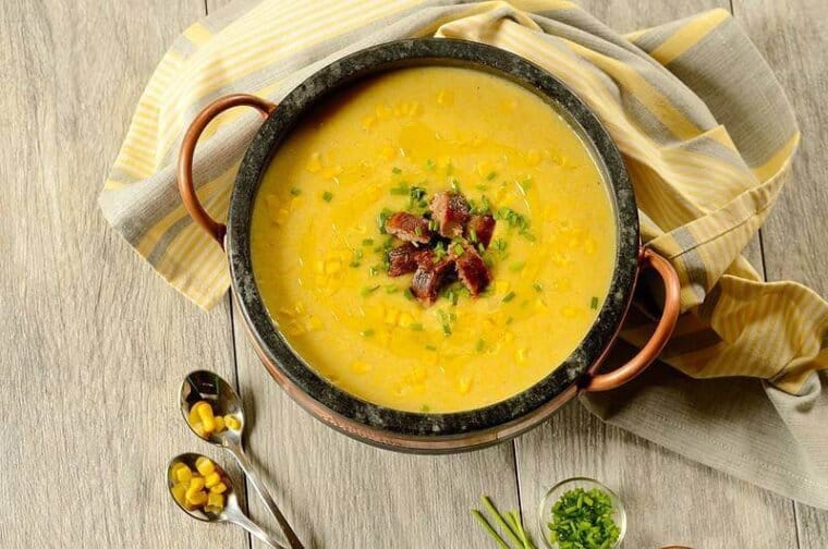 Brazilian corn chowder in a pot