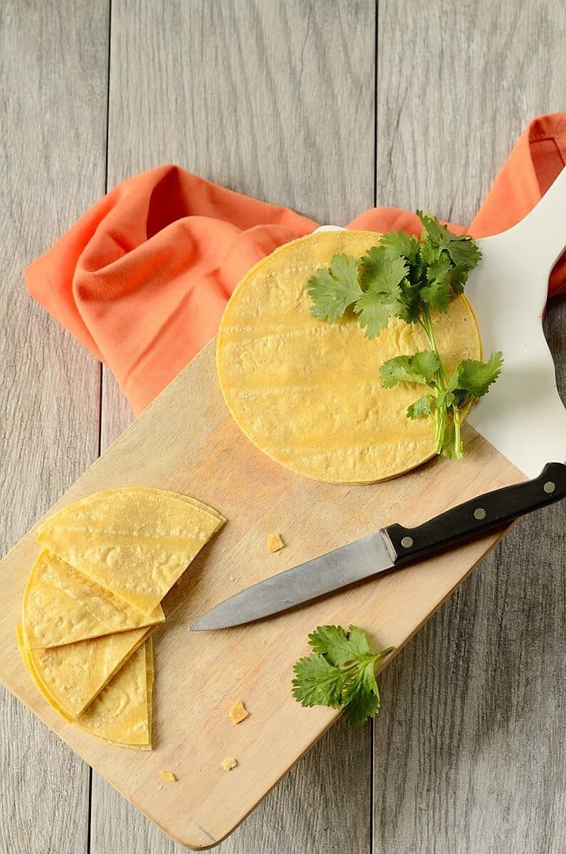 slicing old tortillas