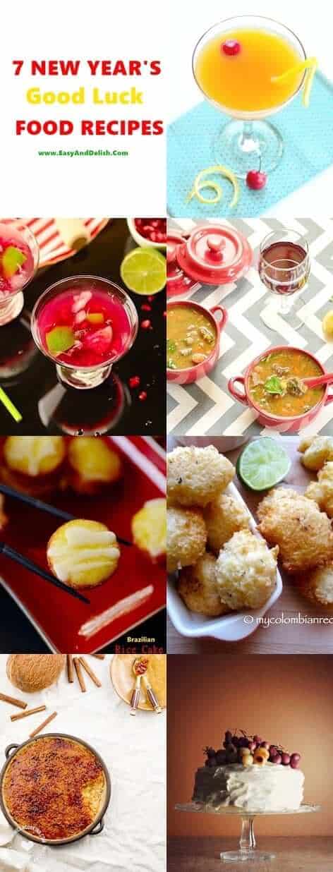 Collage showing many new year's eve recipes