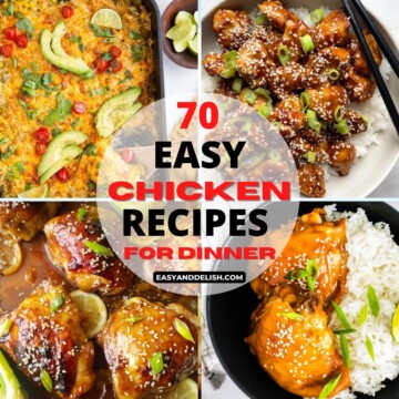 image collage showing 4 out of 70 easy chicken recipes or dishes for dinner