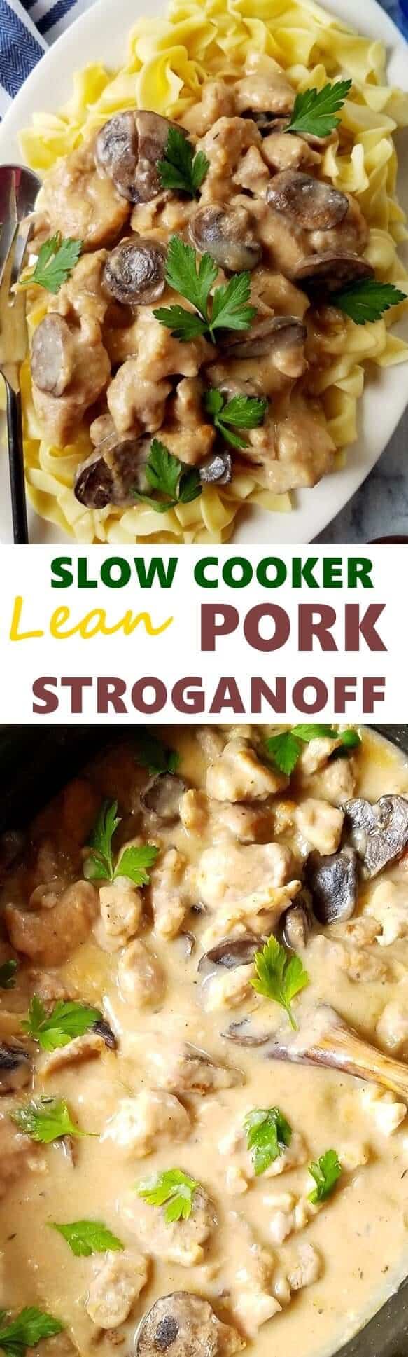 collage of pork stroganoff