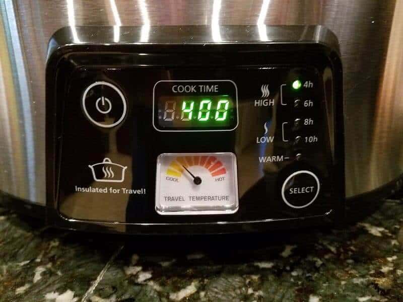 crock pot showing cooking time