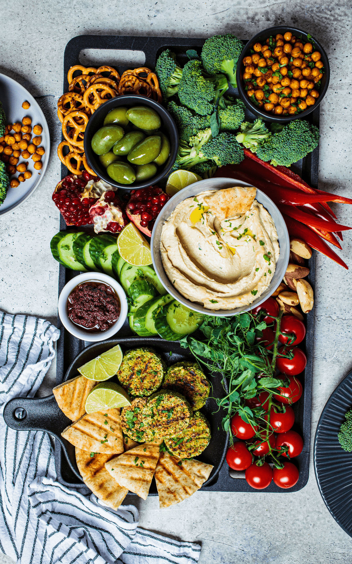 charcuterie board with a bowl of the healthy dip.