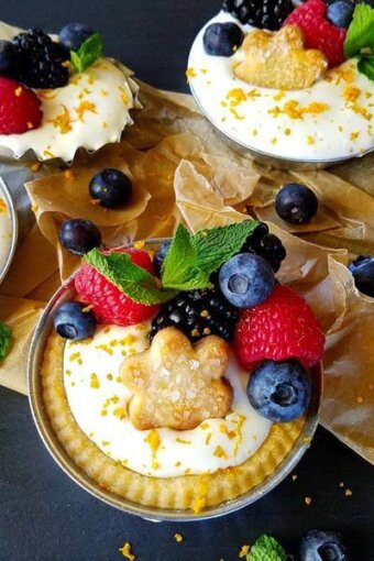 orange tarts over a table