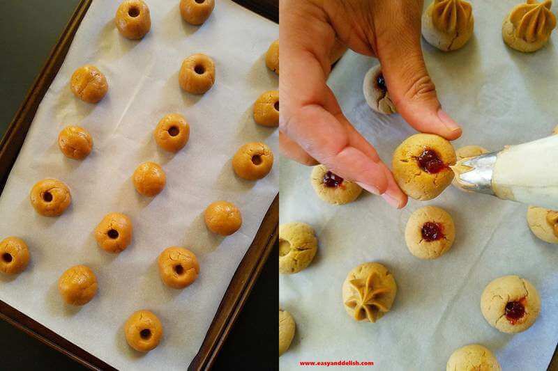 collage with 2 photos showing cookies before and after baking