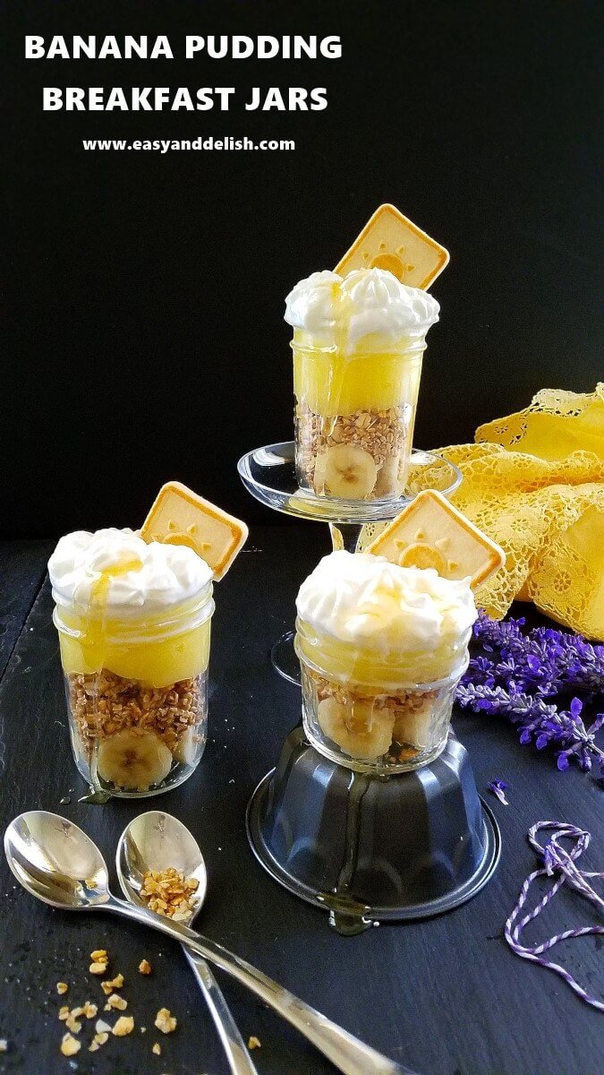 cups of pudding decorated on a table