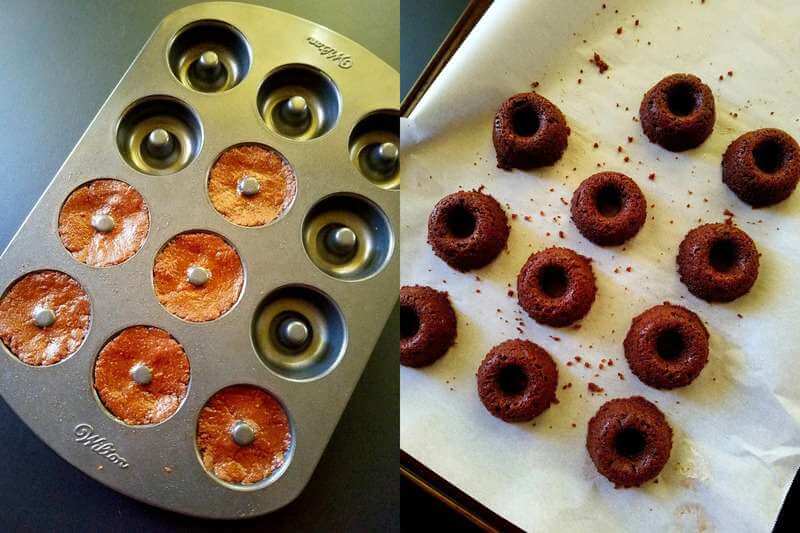 collage showing how to make funfetti donuts