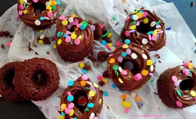 A close up of funfetti donuts