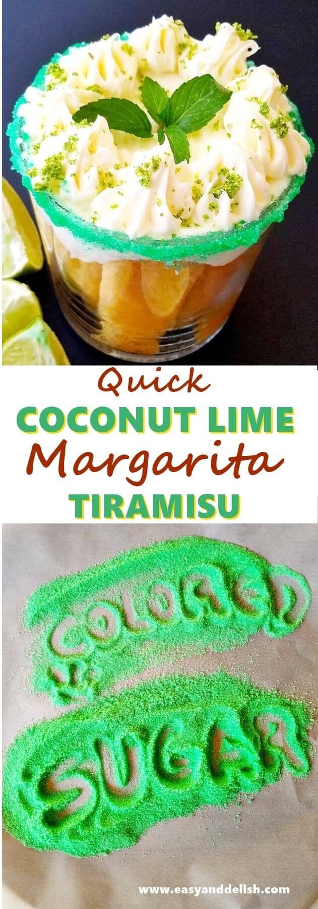 collage and close up of coconut tiramisu