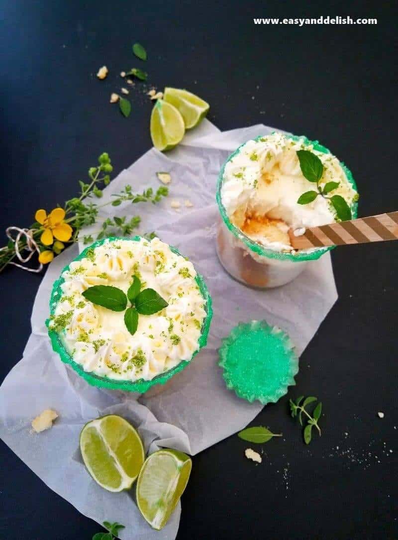 two glasses of coconut tiramisu