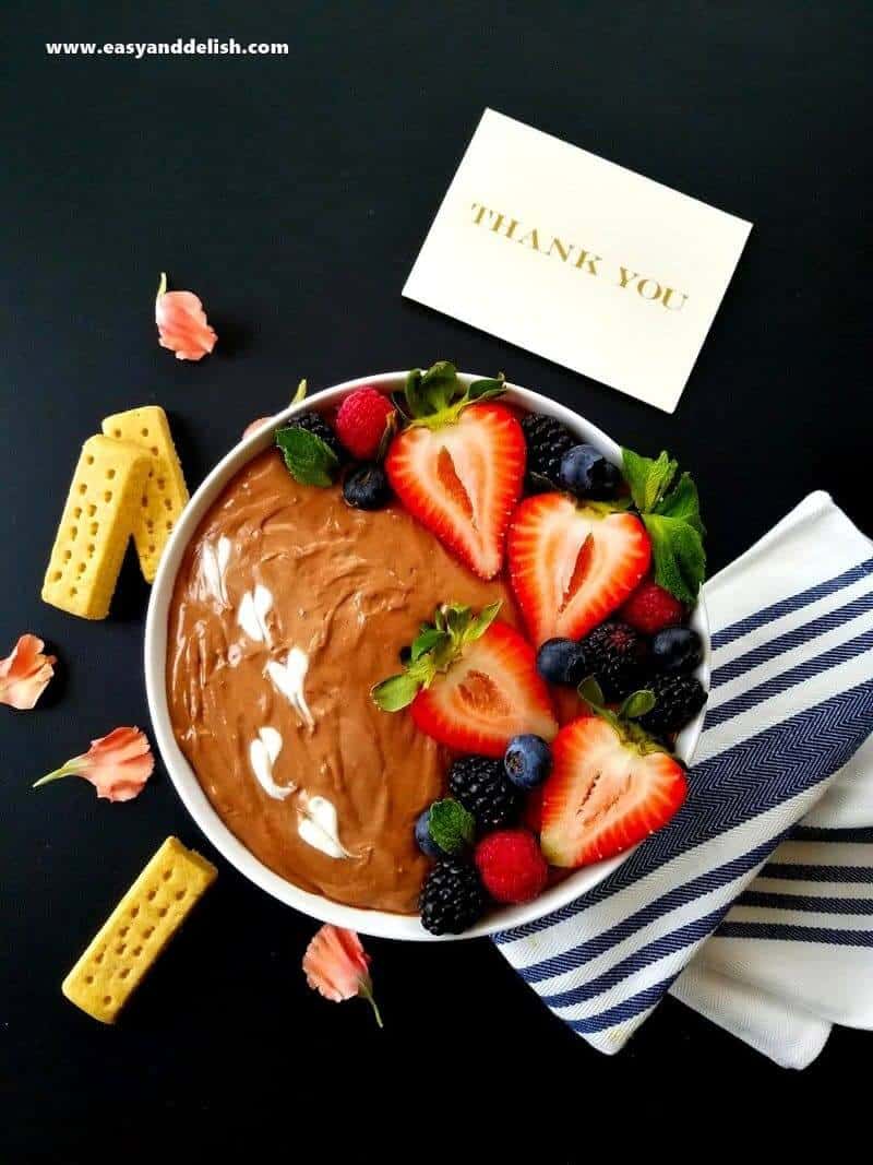 Nutella dip with a Thank You card on the background