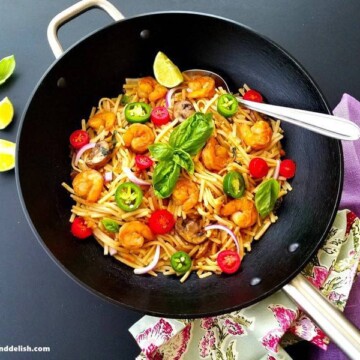 A bowl of food on a plate