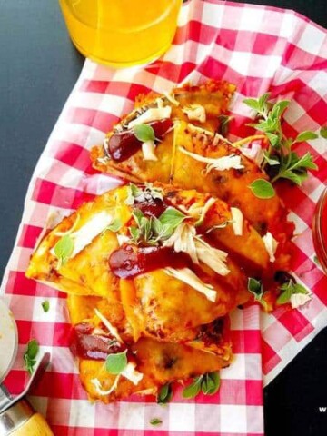 A close up of food on a table