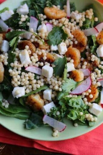 A plate of shrimp couscous