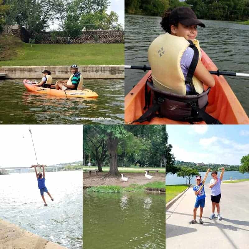 collage of my family having fun in Marble Falls lake