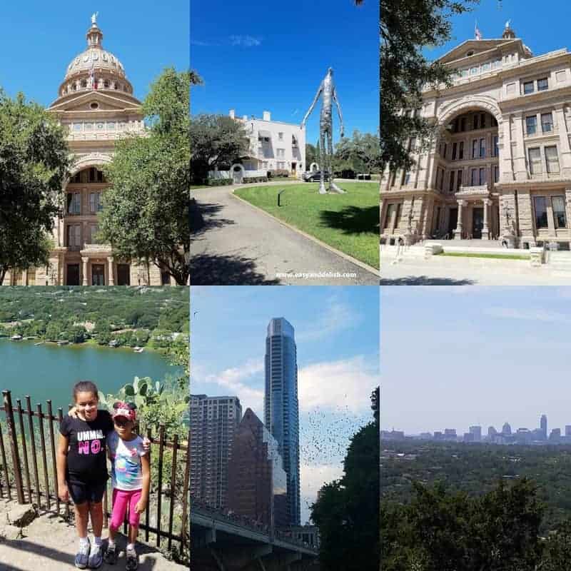 A group of people standing in front of The capitol building in Austin, TX (collage) 