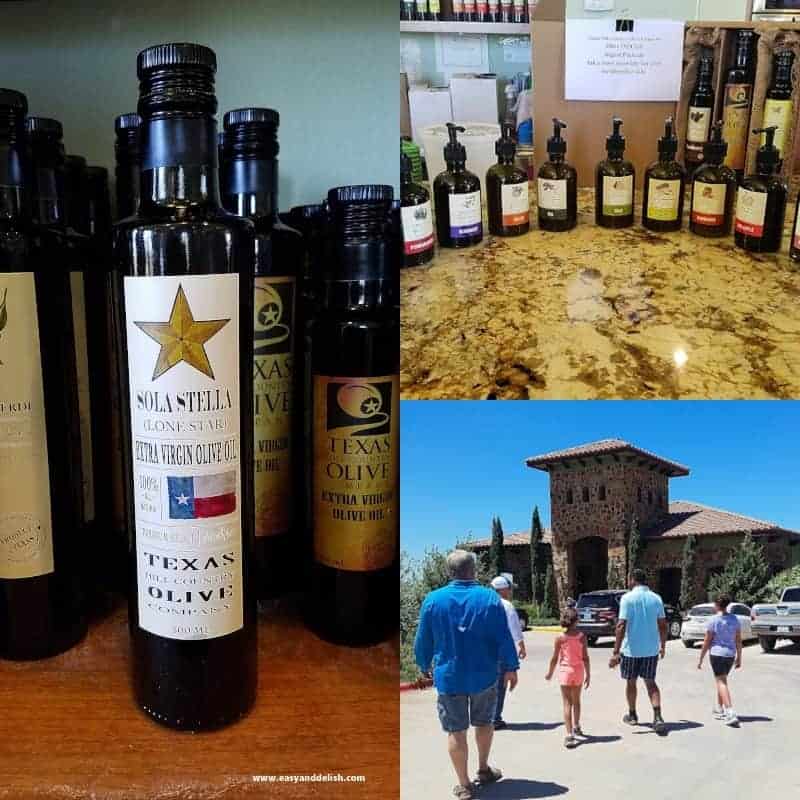 wine and vinegar bottles in Texas Hill Country (collage)