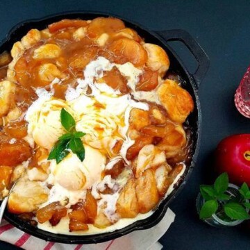 A bowl of food on a table