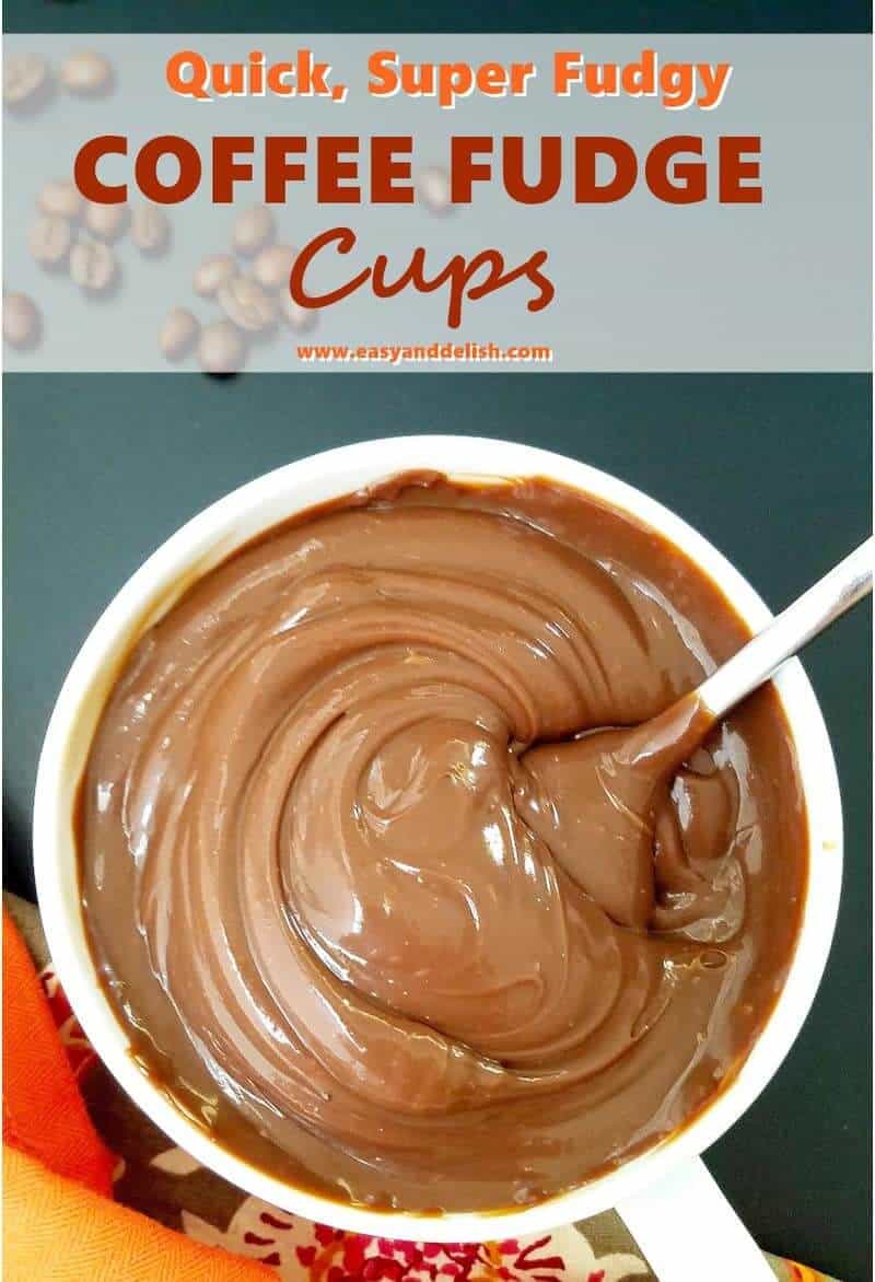 close up of coffee fudge cups with a spoon 