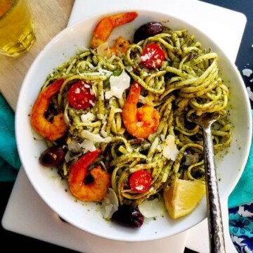 A plate of food on a table