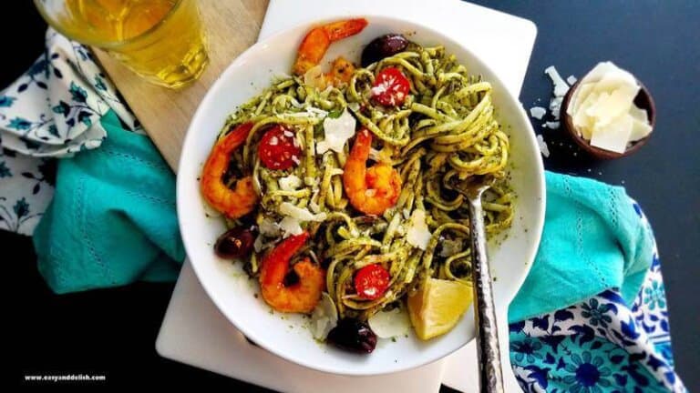 A plate of food on a table