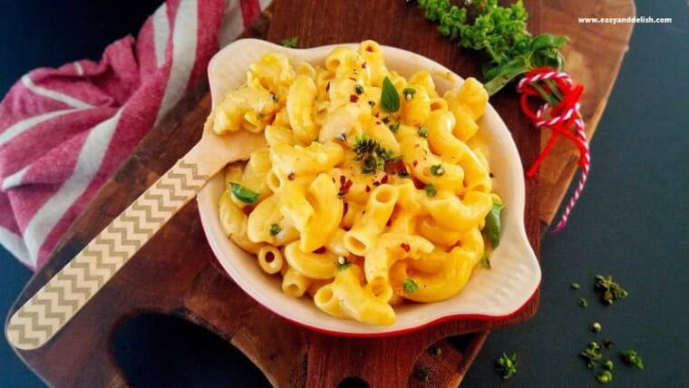 Brazilian mac and cheese served in a bowl