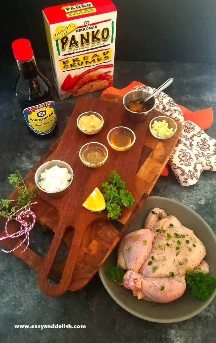 cornish hen ingreidnets over a table