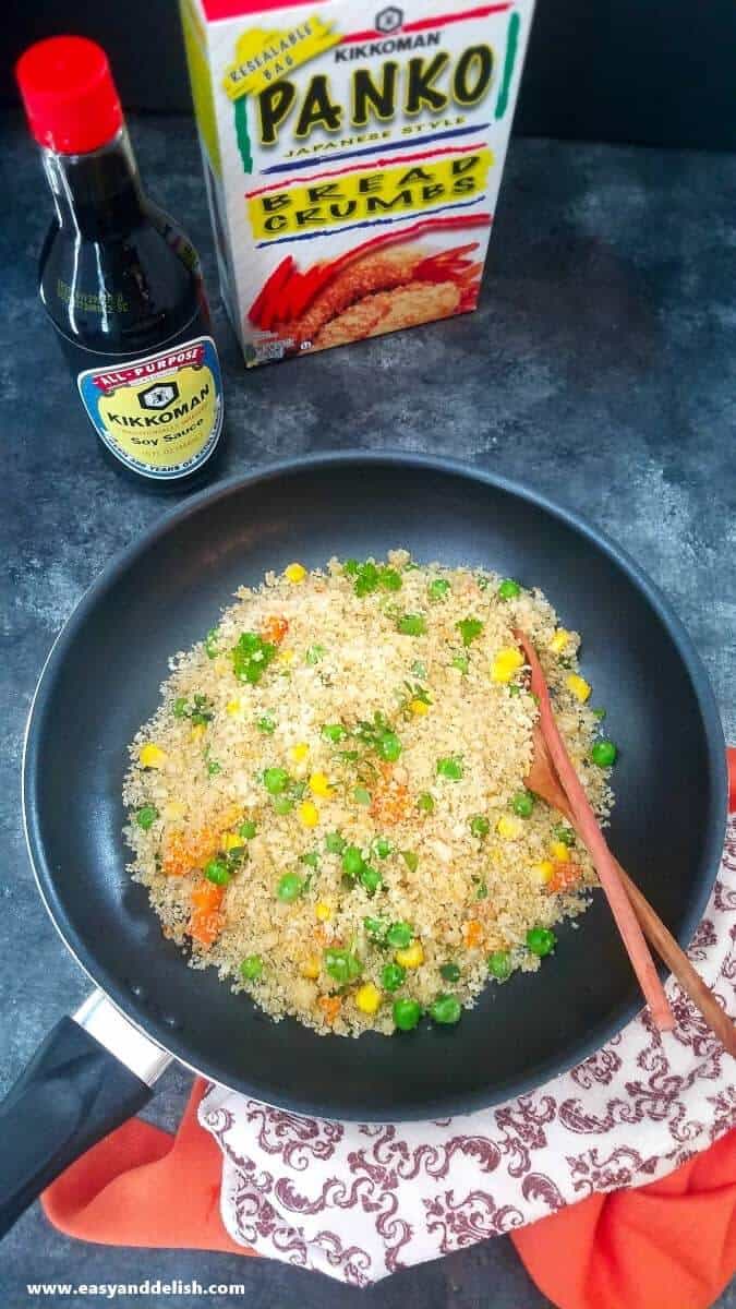 toasted herb dressing being prepared in a skillet