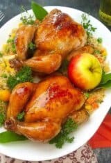 Apple-Glaze-Cornish-Hen, Toasted-herb-dressing