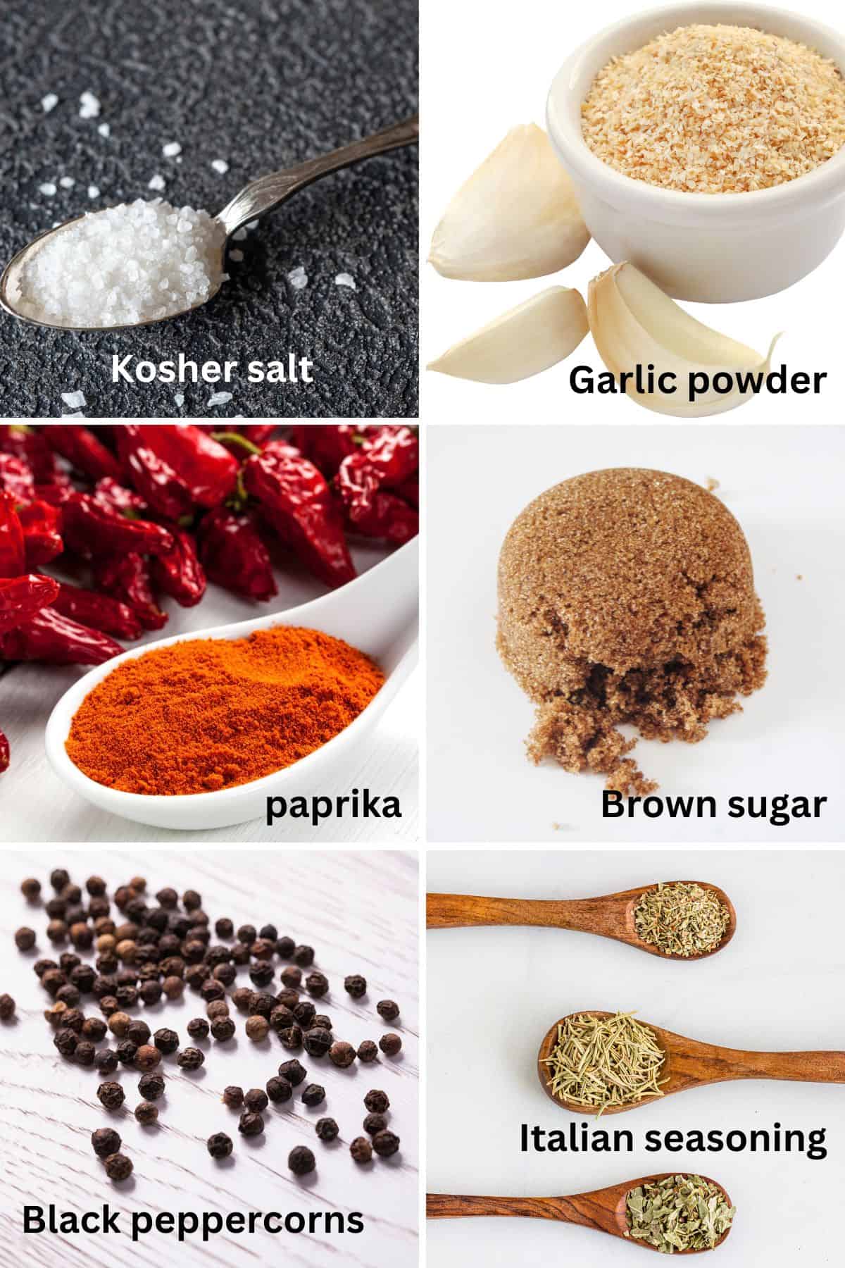 Ingredients of a dry brine.