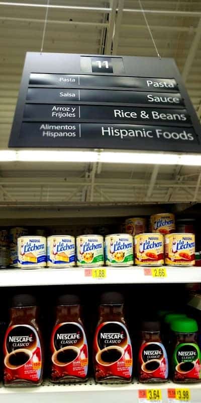 collage showing where to find sweetened condensed milk in the supermarket