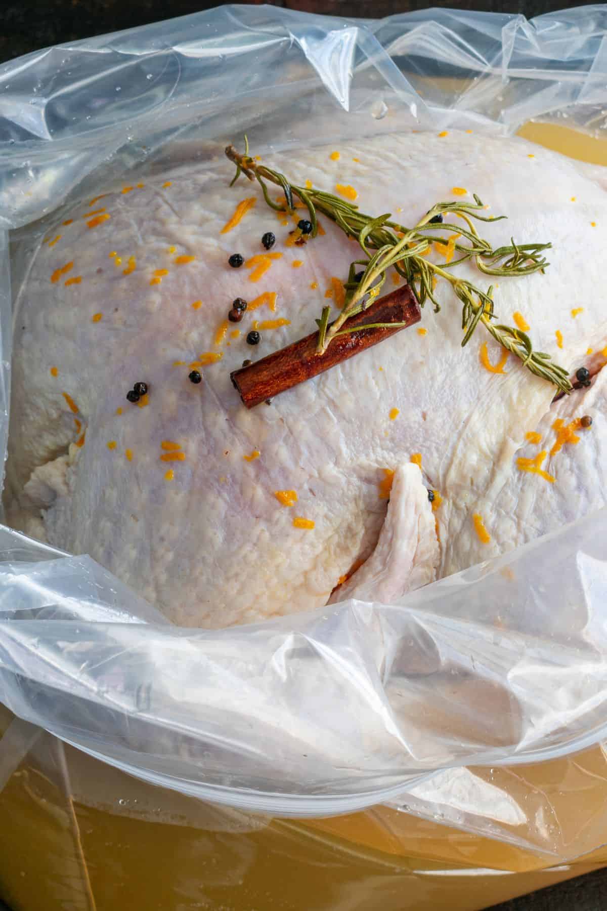 Turkey brined in a bag.