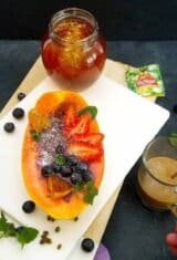 Blueberry-smoothie-papaya-boats