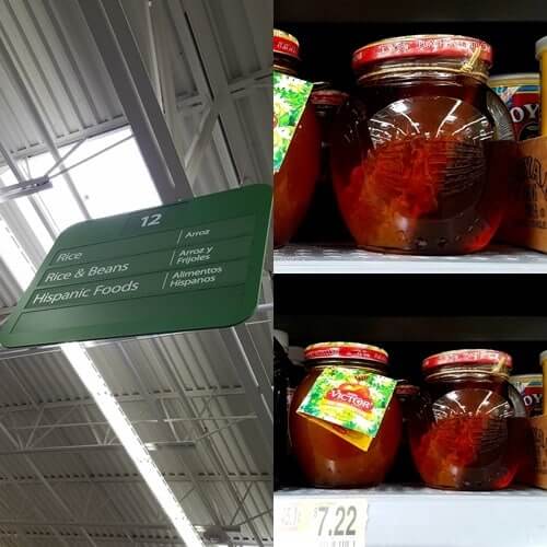 honey jars on a supermarket shelf (collage)