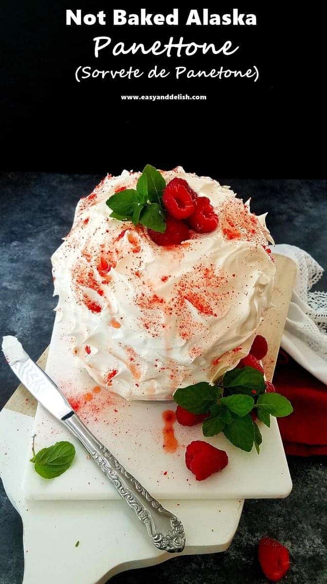 baked Alaska panettone on a platter