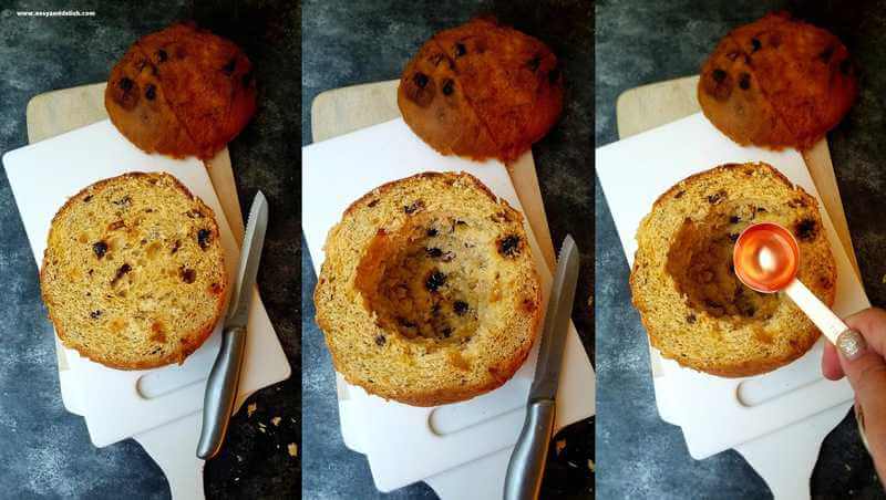 collage showing how to make baked Alaska panettone 