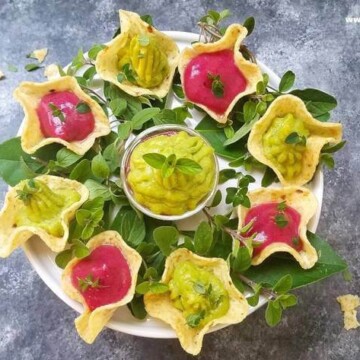 cranberry avocado dip on a platter