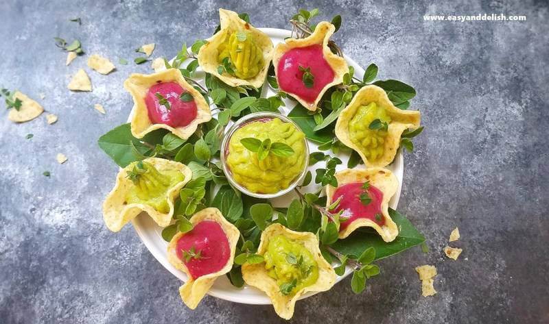 cranberry avocado dip on a platter